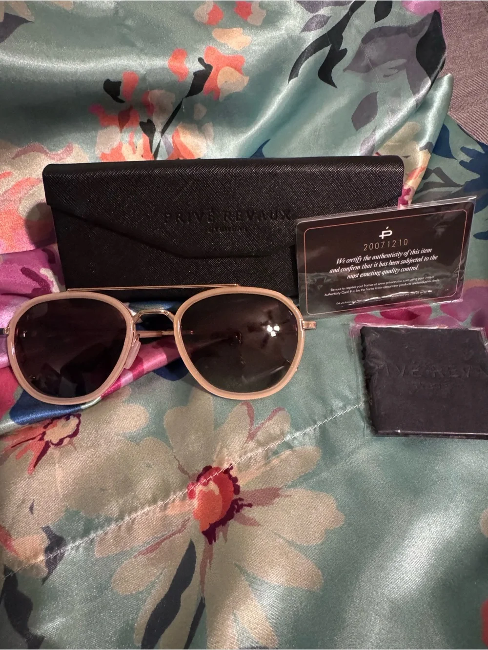 PRIVE REVAUX NEW Women’s Round Aviator Sunglasses in Sand n gold-tone